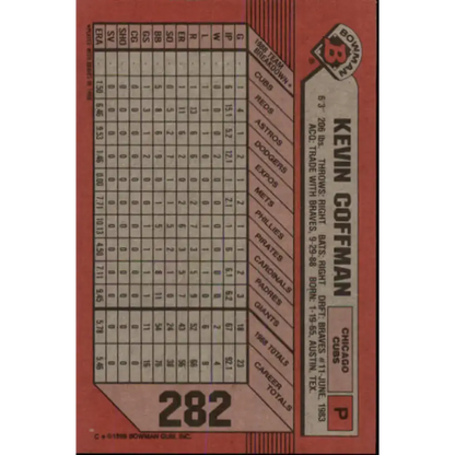 1989 Bowman #282 Kevin Coffman NM-MT Chicago Cubs Baseball Card