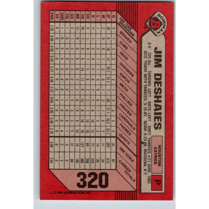 1989 Bowman #320 Jim Deshaies NM-MT Houston Astros Baseball Card