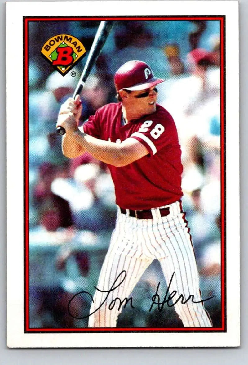 1989 Bowman #403 Tom Herr NM-MT Philadelphia Phillies Baseball Card - Baseball Card Single