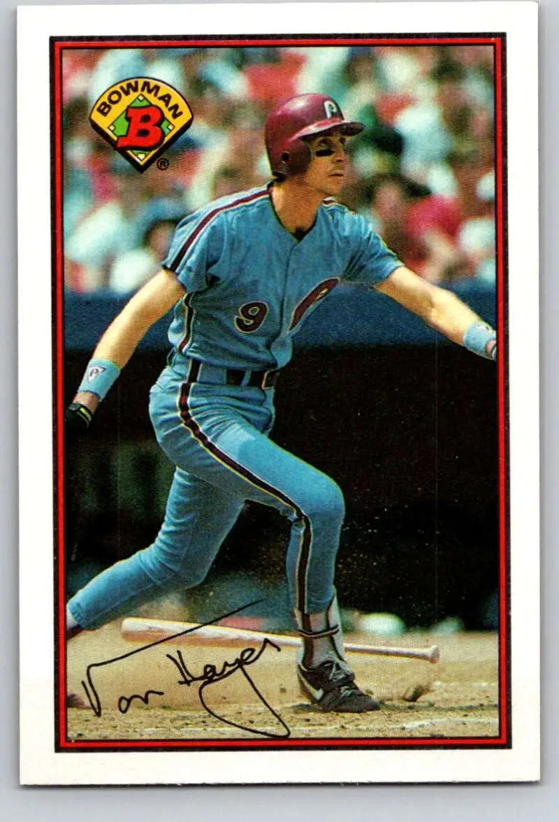 1989 Bowman #406 Von Hayes NM-MT Philadelphia Phillies Baseball Card - Baseball Card Single