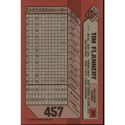 1989 Bowman #457 Tim Flannery NM-MT San Diego Padres Baseball Card