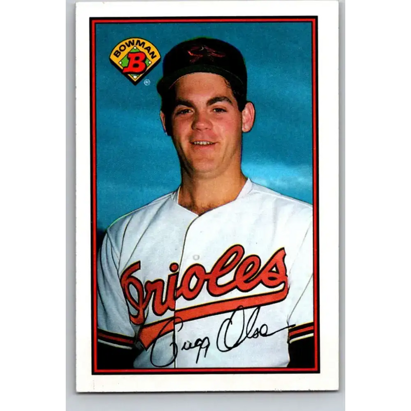 1989 Bowman #6 Gregg Olson NM-MT RC Rookie Baltimore Orioles Baseball Card - Baseball Card Single