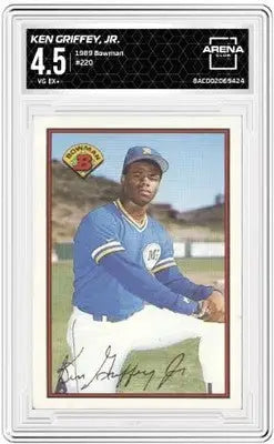 Baseball card of Ken Griffey Jr Bowman Ken Griffey graded 4.5 VG EX+
