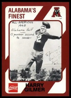 1989 Collegiate Collection Coke Alabama Crimson Tide Harry Gilmer 23 - Other