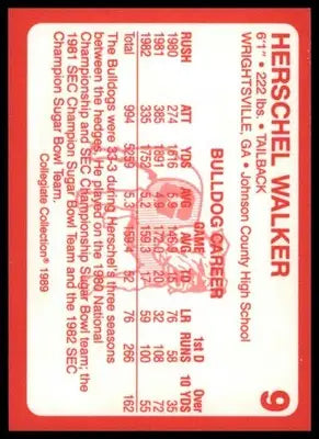 1989 Collegiate Collection Georgia Bulldogs Herschel Walker 9 Dallas Cowboys