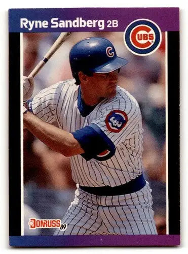 Ryne Sandberg Chicago baseball card from 1989 Donruss #105 featuring Sandberg Chicago Cubs