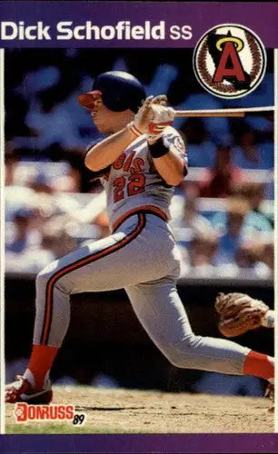 Original gloss Baseball card of Dick Schofield from 1989 Donruss sports cards collection