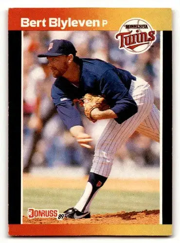 Vintage 1989 Donruss Bert Blyleven Twins baseball card with original gloss showing pitcher in action