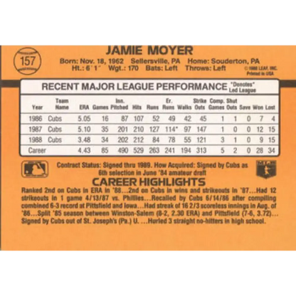 1989 Donruss #157 Jamie Moyer NM-MT Chicago Cubs Baseball Card