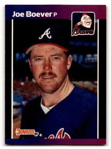 Glossy 1989 Donruss Joe Boever Atlanta Braves baseball card headshot image