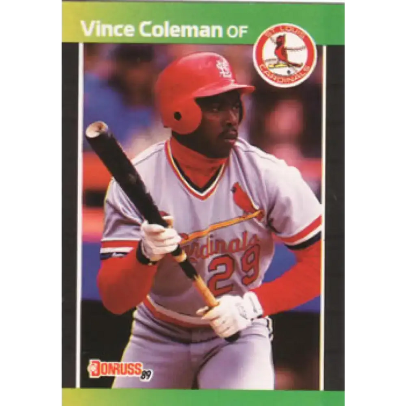 1989 Donruss #181 Vince Coleman NM-MT St. Louis Cardinals Baseball Card - Baseball Card Single