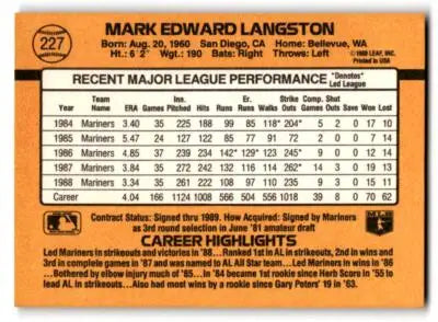 1989 Donruss #227 Mark Langston