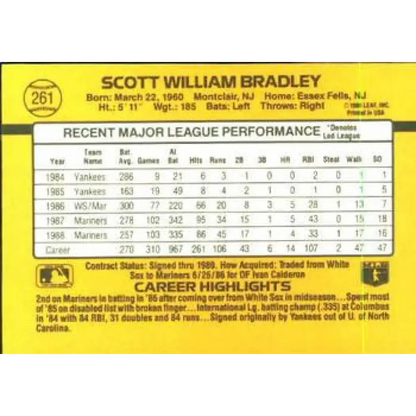 1989 Donruss #261 Scott Bradley NM-MT Seattle Mariners Baseball Card