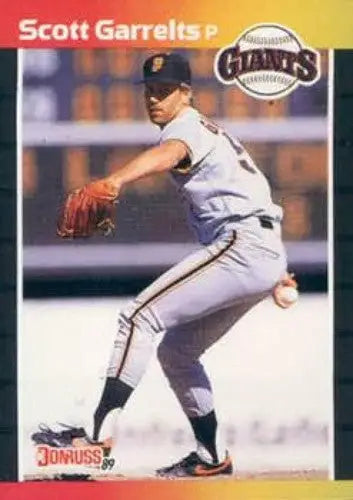 Original gloss baseball card featuring Scott Garrelts pitcher from 1989 Donruss series