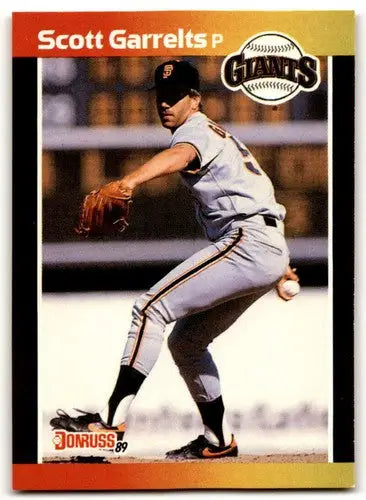 1989 Donruss Scott Garrelts baseball card showing sports cards with original gloss and near mint condition