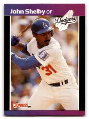 1989 Donruss John Shelby baseball card of Los Angeles Dodgers player John Shelby
