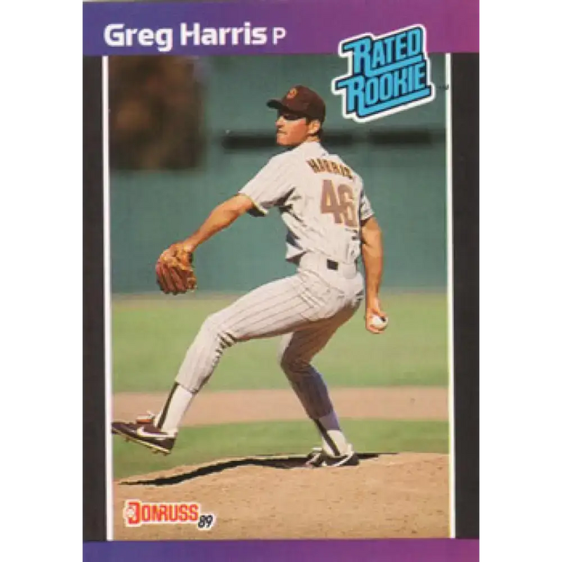 1989 Donruss #34 Greg Harris/ NM-MT RC Rookie San Diego Padres Baseball Card - Baseball Card Single