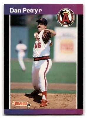 1989 Donruss baseball card featuring pitcher Dan Petry of the California Angels, 344d Dan Petry