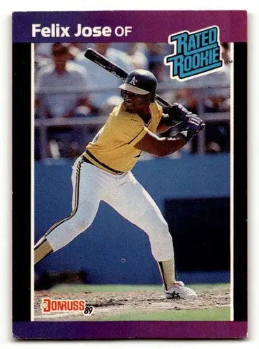 Original gloss 1989 Donruss Felix Jose Oakland Athletics rated rookie baseball card