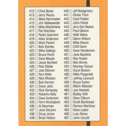 1989 Donruss #400 Checklist 358-467 NM-MT Checklist Baseball Card