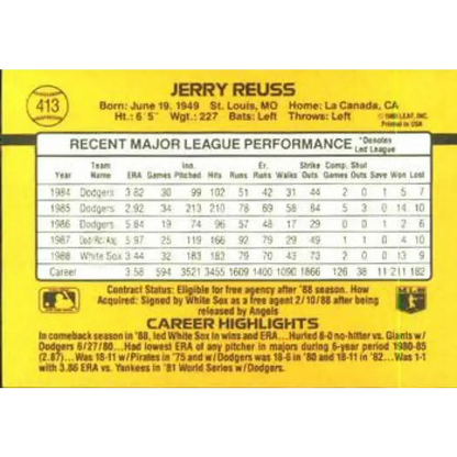1989 Donruss #413 Jerry Reuss NM-MT Chicago White Sox Baseball Card