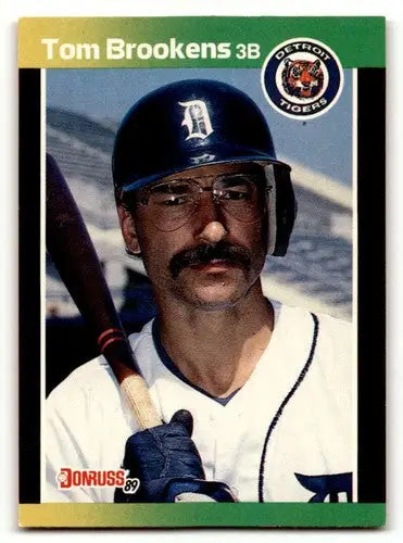 1989 Donruss Tom Brookens Detroit Tigers baseball card with original gloss, NM condition