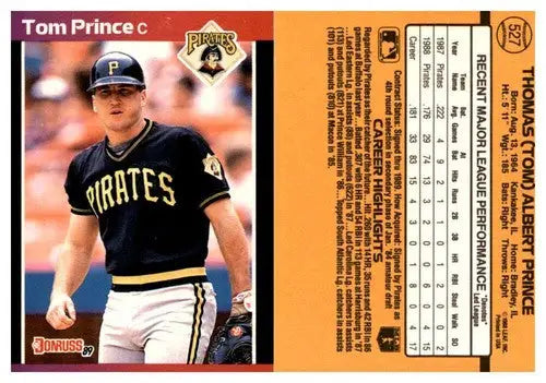 Original gloss of Tom Prince baseball card from 1989 Donruss Simply Sandoval collection