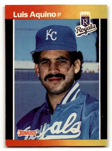 Original gloss 1989 Donruss Luis Aquino Kansas City Royals baseball card image