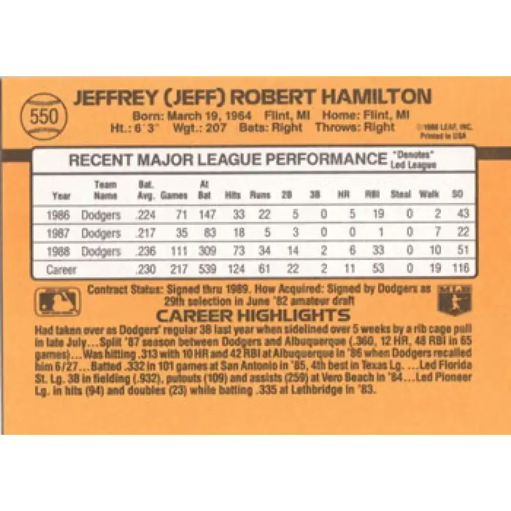 1989 Donruss #549 Darren Daulton NM-MT Philadelphia Phillies Baseball Card