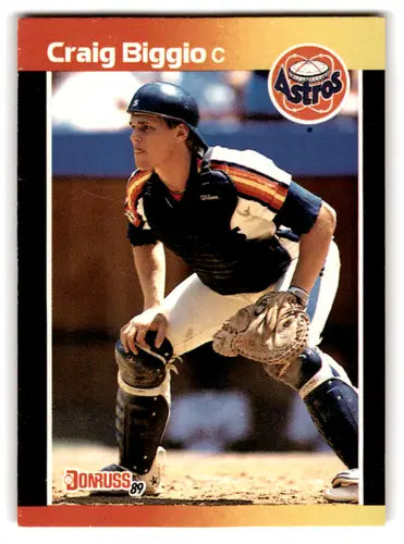 Original gloss Craig Biggio rookie Astros baseball card from 1989 Donruss #561