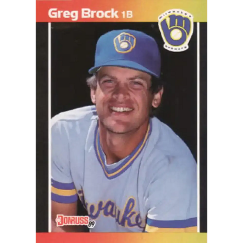 1989 Donruss #57 Greg Brock NM-MT Milwaukee Brewers Baseball Card - Baseball Card Single