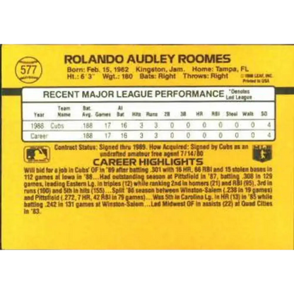 1989 Donruss #577 Rolando Roomes DP NM-MT Chicago Cubs Baseball Card