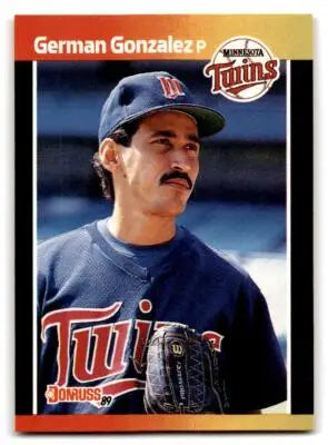 Vintage German Gonzalez baseball card from 1989 Donruss featuring Minnesota Twins pitcher