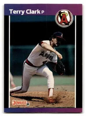 1989 Donruss #607b Terry Clark baseball card featuring Angels pitcher Terry Clark