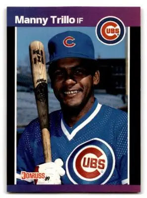 Baseball trading card featuring Manny Trillo in Chicago Cubs uniform 1989 Donruss 608b Manny Trillo