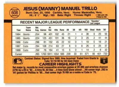 1989 Donruss #608d Manny Trillo - Baseball Card Single