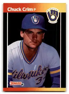 Baseball card of Chuck Crim from 1989 Donruss #617a Milwaukee Brewers collectible