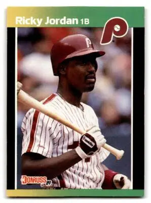 Vintage Ricky Jordan baseball card from 1989 Donruss featuring Philadelphia Phillies player