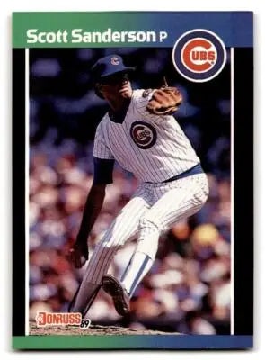 1989 Donruss Scott Sanderson baseball card featuring Scott Sanderson of the Chicago Cubs
