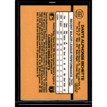 1989 Donruss #634 Dante Bichette California Angels NM-MT Baseball Card