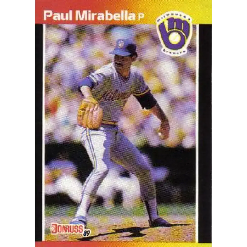 1989 Donruss #654 Paul Mirabella NM-MT Milwaukee Brewers Baseball Card - Baseball Card Single