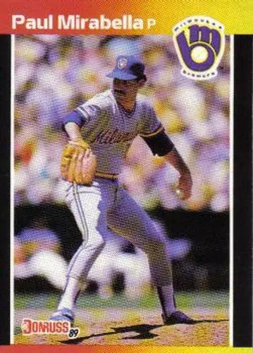 1989 Donruss #654a Paul Mirabella NM Near Mint Brewers ID:81474 - Baseball Card Single