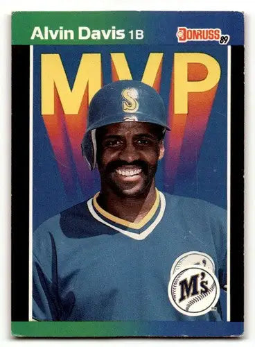 1989 Donruss Alvin Davis Seattle Mariners baseball card displayed in Davis Seattle Mariners collection