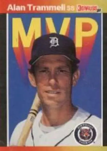 Original gloss 1990 Donruss Alan Trammell MVP baseball card from Donruss Bonus series