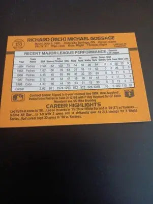 1989 Donruss - Rich Gossage #158. Chicago Cubs. NRMT+ - Baseball Card Single
