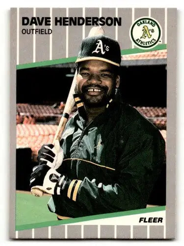 Original gloss Dave Henderson Oakland Athletics baseball card from 1989 Fleer #10