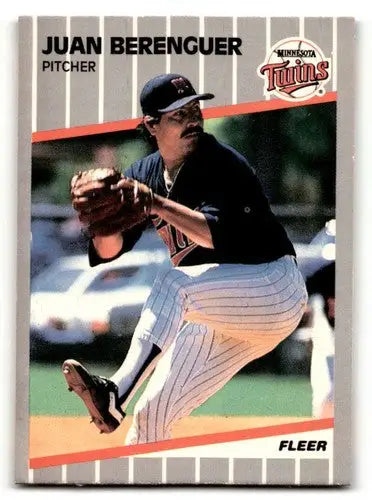 Original gloss 1989 Fleer Juan Berenguer Minnesota Twins baseball card featuring Juan Berenguer Minnesota player