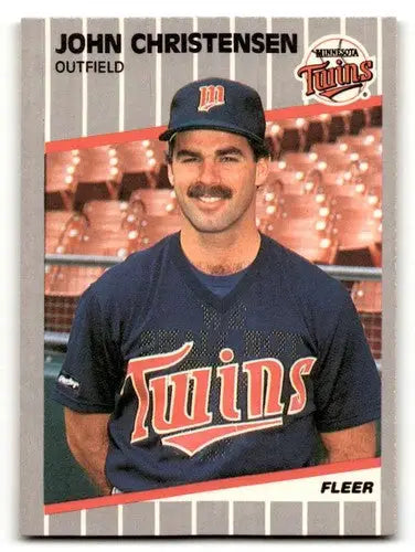 Original gloss John Christensen Minnesota baseball card from 1989 Fleer #108 Christensen Minnesota Twins