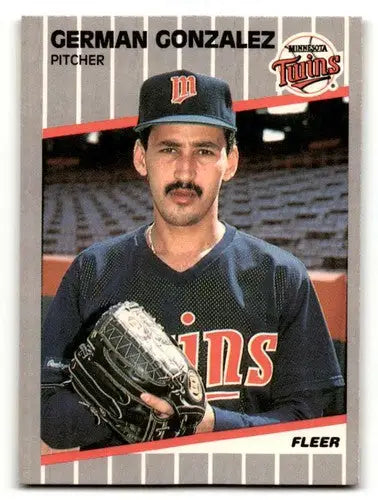 Original gloss German Gonzalez Minnesota Twins baseball card from 1989 Fleer Series