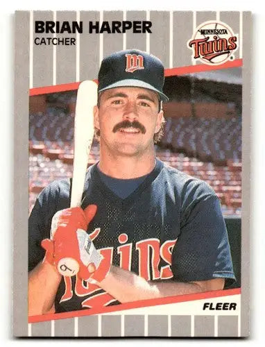 1989 Fleer #114 Brian Harper Minnesota Twins Baseball Cards NM Near ID:54359 - Baseball Card Single